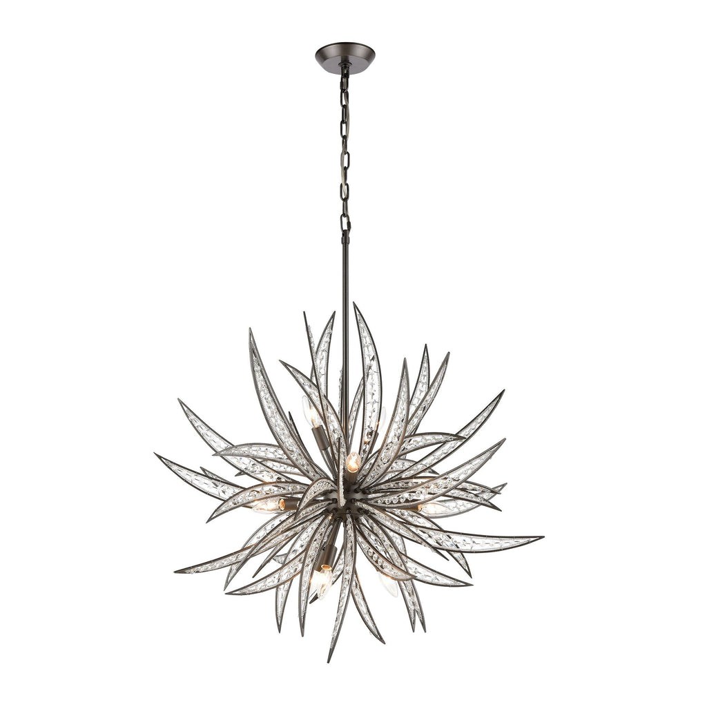 Naples 11-Light Pendant in Dark Graphite with Clear Crystal Ceiling Elk Lighting 