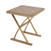 Better Ending Accent Table in Bright Aged Gold and Brown Stained Solid Pine Furniture ELK Home 