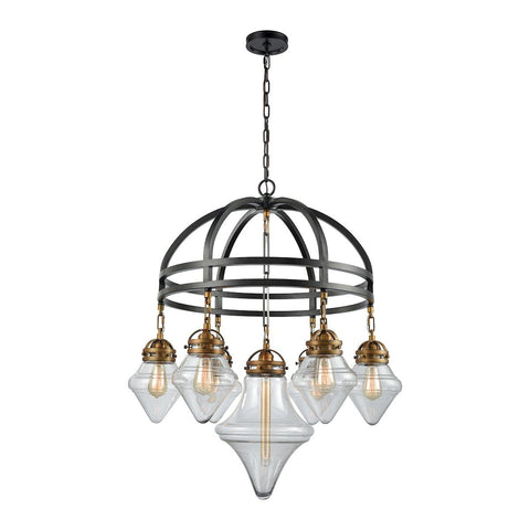 Gramercy 7 Light Chandelier In Oil Rubbed Bronze With Classic Brass Highlights And Clear Glass Chandelier Elk Lighting 
