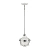 Seaway Passage 1-Light Mini Pendant in White and Polished Nickel with Clear Ribbed Glass