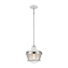 Seaway Passage 1-Light Mini Pendant in White and Polished Nickel with Clear Ribbed Glass
