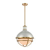 Jenna 1-Light Pendant in Satin Silver and Satin Brass with Opal White Glass