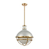 Jenna 1-Light Pendant in Satin Silver and Satin Brass with Opal White Glass