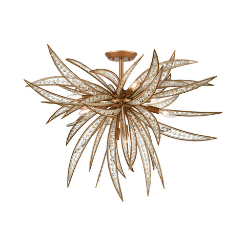 Naples 8-Light Semi Flush in Matte Gold with Clear Crystal