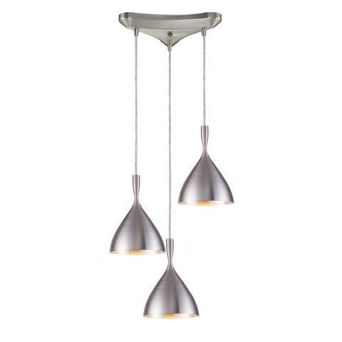 Spun Aluminum 3 Light Pendant In Aluminum Ceiling Elk Lighting 