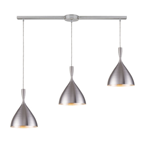 Spun Aluminum 3 Light Pendant In Aluminum Ceiling Elk Lighting 