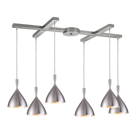 Spun Aluminum 6 Light Pendant In Aluminum Ceiling Elk Lighting 