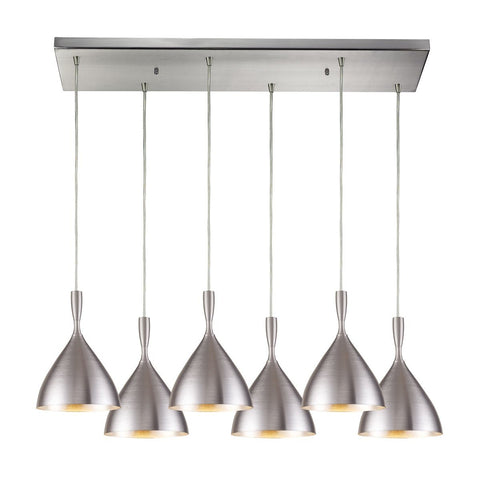 Spun Aluminum 6 Light Pendant In Satin Nickel Ceiling Elk Lighting 