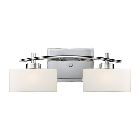 Eastbrook 2 Light Vanity In Polished Chrome And Opal White Glass Wall Elk Lighting 