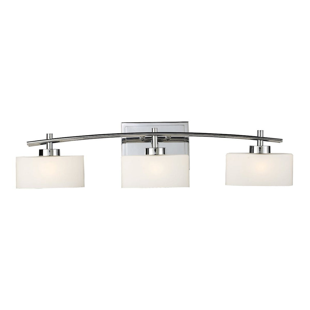 Eastbrook 3 Light Vanity In Polished Chrome And Opal White Glass Wall Elk Lighting 