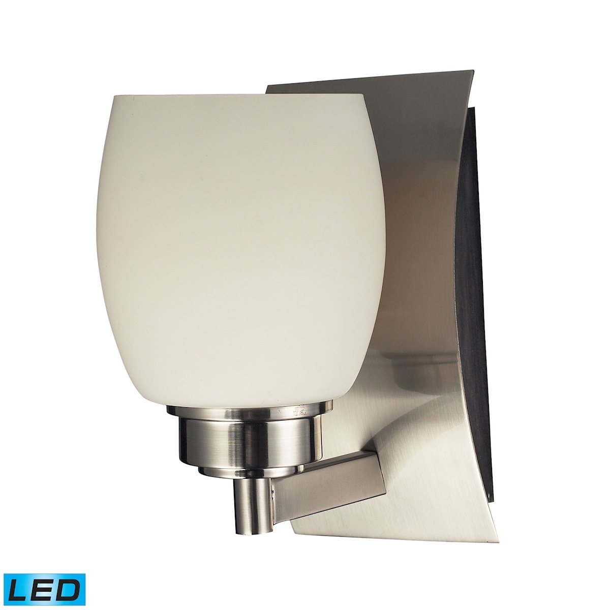 Northport 1 Light LED Vanity In Satin Nickel And Opal White Glass Wall Elk Lighting 