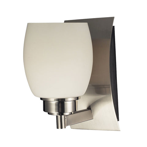 Northport 1 Light Vanity In Satin Nickel And Opal White Glass Wall Elk Lighting 