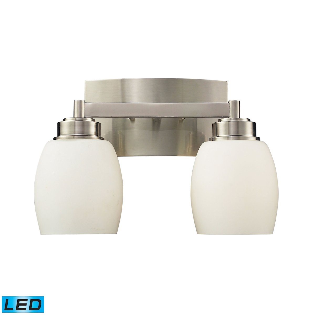 Northport 2 Light LED Vanity In Satin Nickel And Opal White Glass Wall Elk Lighting 