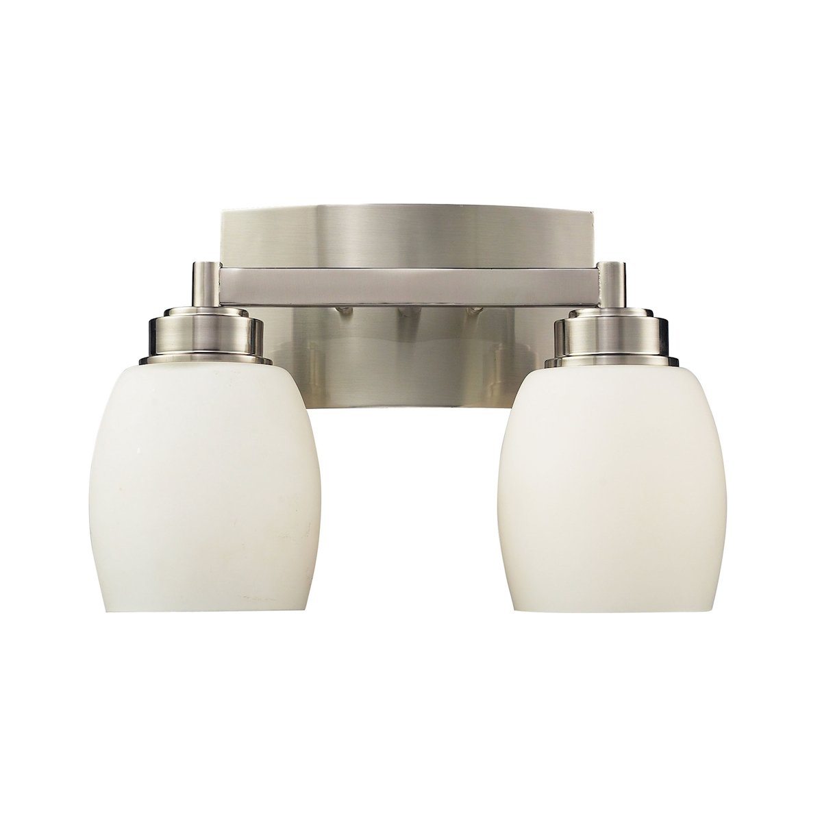 Northport 2 Light Vanity In Satin Nickel And Opal White Glass Wall Elk Lighting 