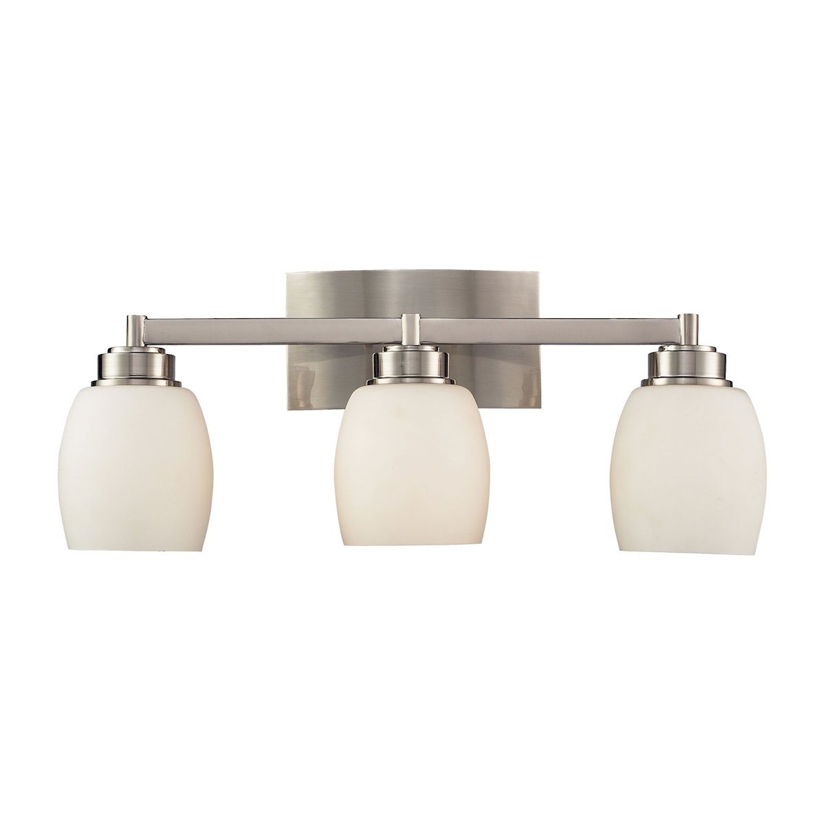 Northport 3 Light Vanity In Satin Nickel And Opal White Glass Wall Elk Lighting 