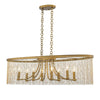 Marilyn 38"w Linear Pendant in Peruvian Gold with Crystal Strands Ceiling Golden Lighting 