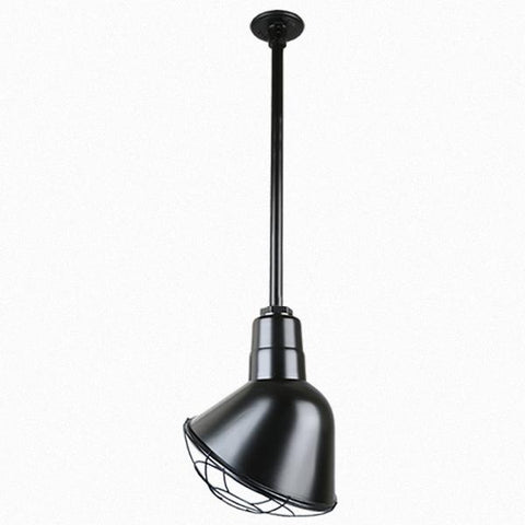 Warehouse 10"w Ceiling Light with 36" Stem (Choose Finish and Accessories) Ceiling Hi-Lite Black Wire Guard 