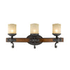 Madera 3 Light Bath Vanity in Black Iron with Toscano Glass Wall Golden Lighting 