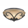 Madera Flush Mount in Black Iron with Toscano Glass Ceiling Golden Lighting 