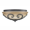 Madera Flush Mount in Black Iron with Toscano Glass Ceiling Golden Lighting 