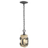 Madera Mini Pendant in Black Iron with Toscano Glass Ceiling Golden Lighting 