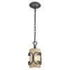 Madera Mini Pendant in Black Iron with Toscano Glass Ceiling Golden Lighting 
