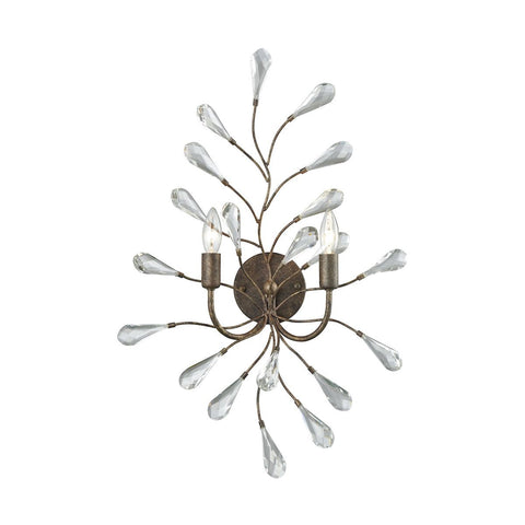 Crislett 2 Light Wall Sconce In Sunglow Bronze With Clear Crystal