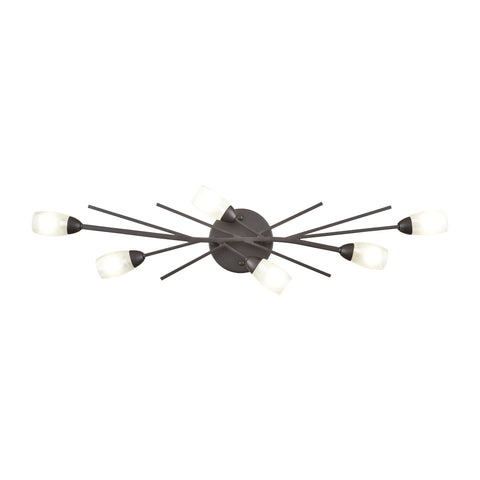 Ocotillo 6-Light Vanity Light in Oil Rubbed Bronze with Frosted Glass Wall Elk Lighting 
