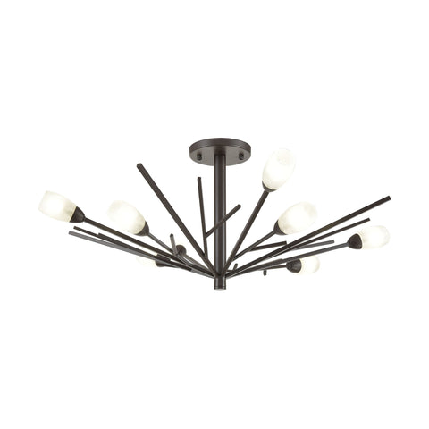 Ocotillo 8-Light Semi Flush Mount in Oil Rubbed Bronze with Frosted Glass Ceiling Elk Lighting 