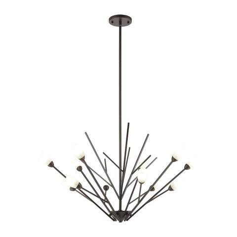Ocotillo 12-Light Chandelier in Oil Rubbed Bronze with Frosted Glass Ceiling Elk Lighting 