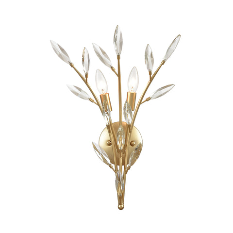 Flora Grace 2-Light Sconce in Champagne Gold with Clear Crystal