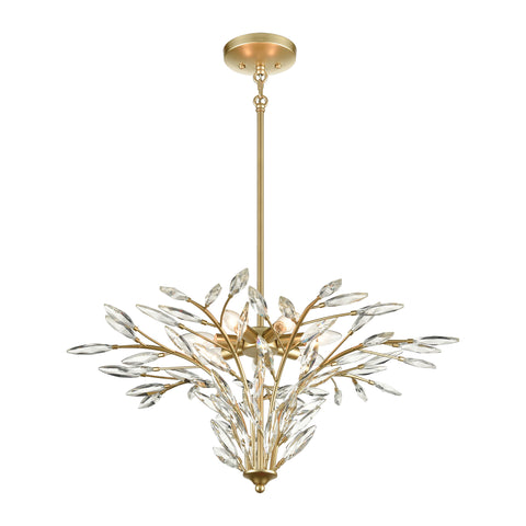 Flora Grace 7-Light Chandelier in Champagne Gold with Clear Crystal