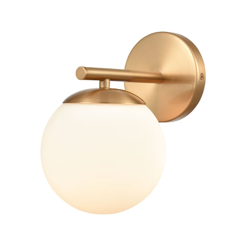 Hollywood Blvd. 1-Light Vanity Light in Satin Brass with Opal White Glass
