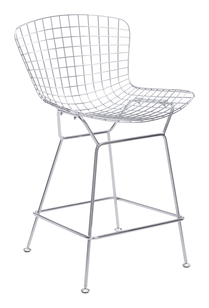 Wire Counter Chair Chrome Set of 2 Furniture Zuo 