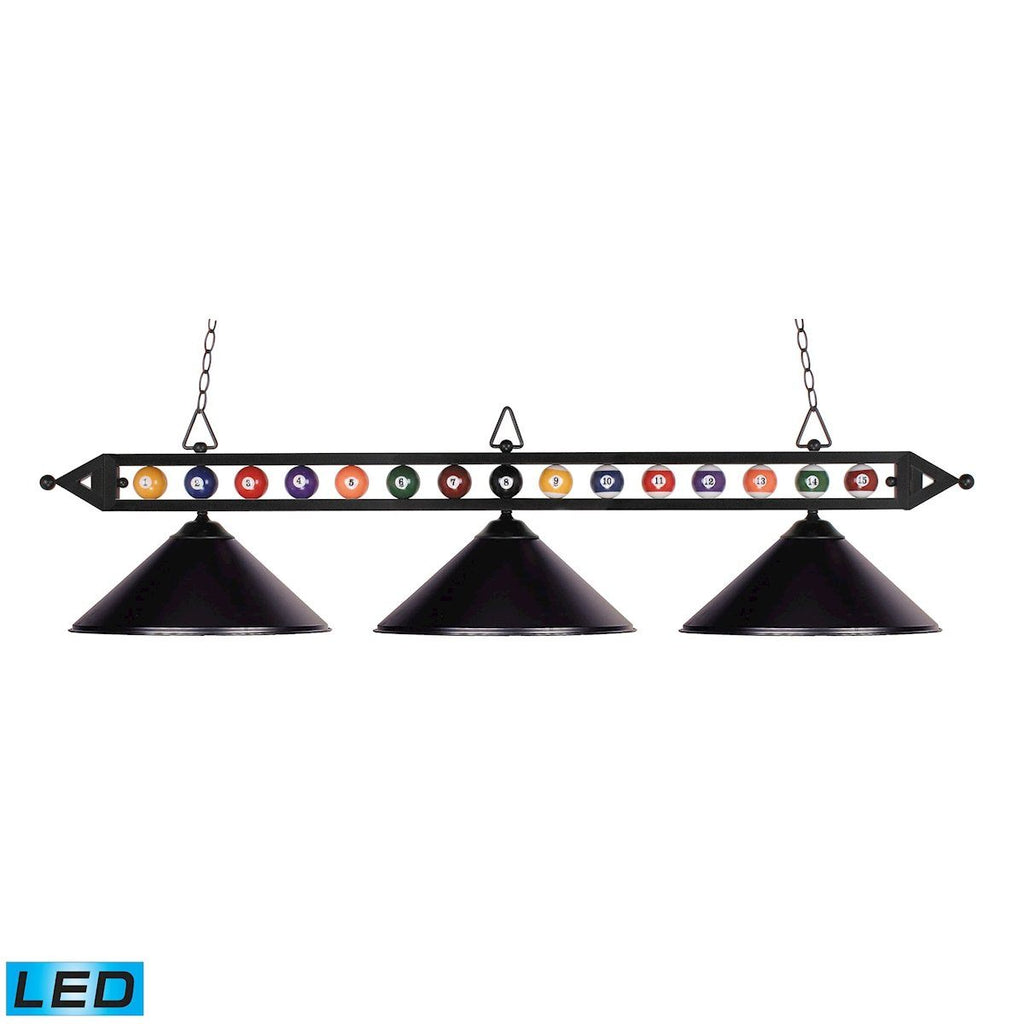 Designer Classics 3 Light LED Billiard In Matte Black Ceiling Elk Lighting 