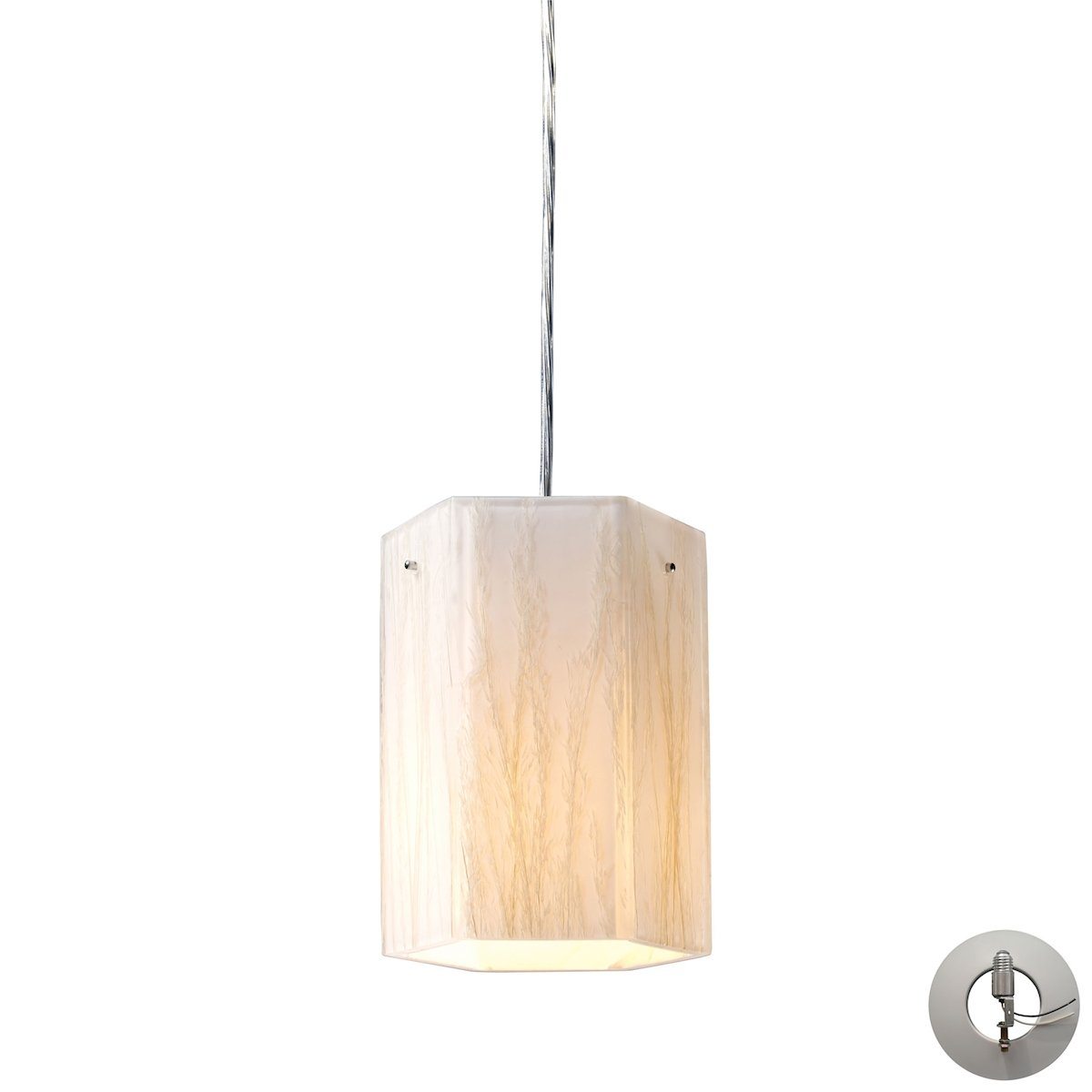 Modern Organics Pendant In Polished Chrome And White Sawgrass - Includes Recessed Lighting Kit Ceiling Elk Lighting 