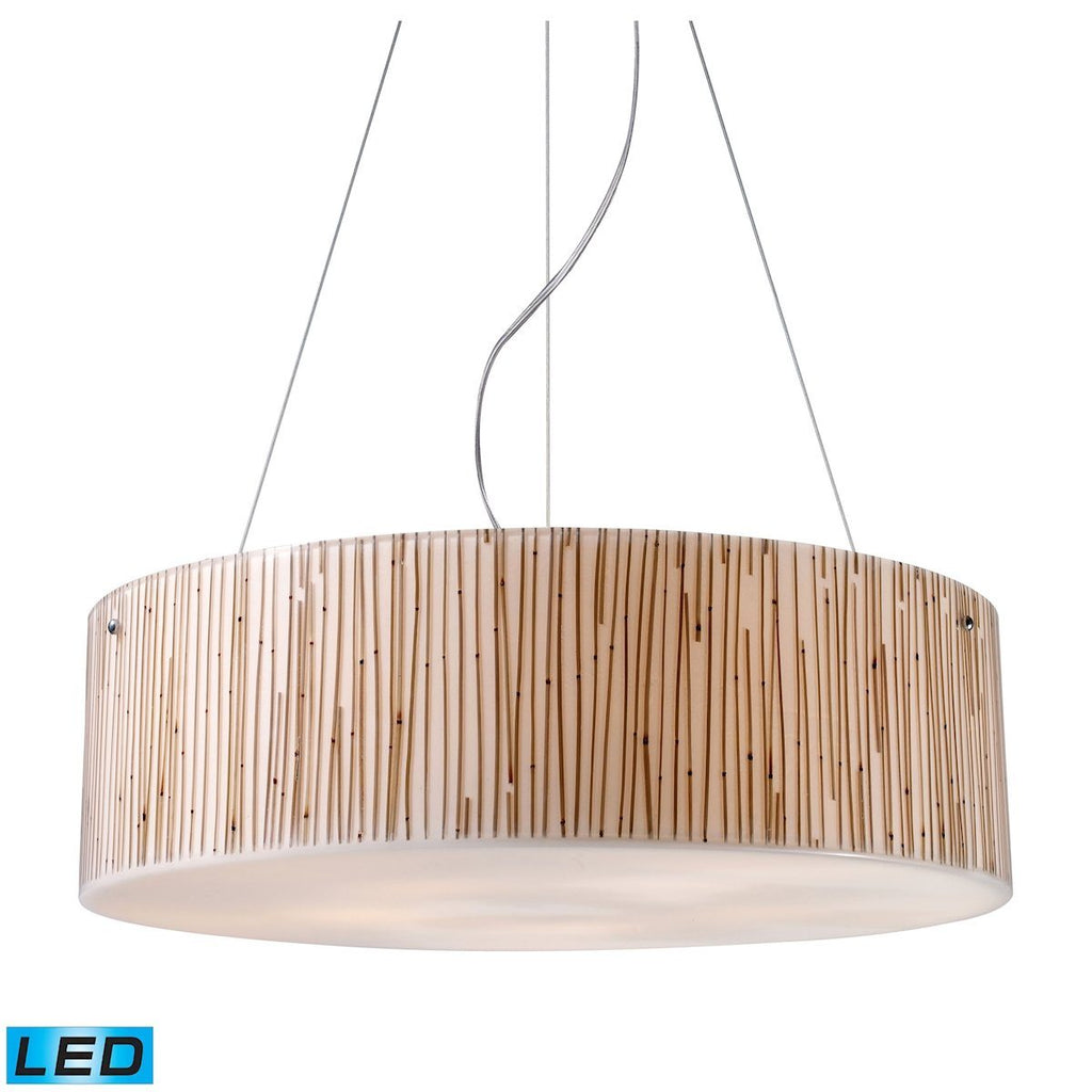 Modern Organics 5 Light LED Pendant In Polished Chrome And Bamboo Stem Ceiling Elk Lighting 