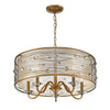 Joia 5 Light Chandelier in Peruvian Gold with a Sheer Filigree Mist Shade Ceiling Golden Lighting 