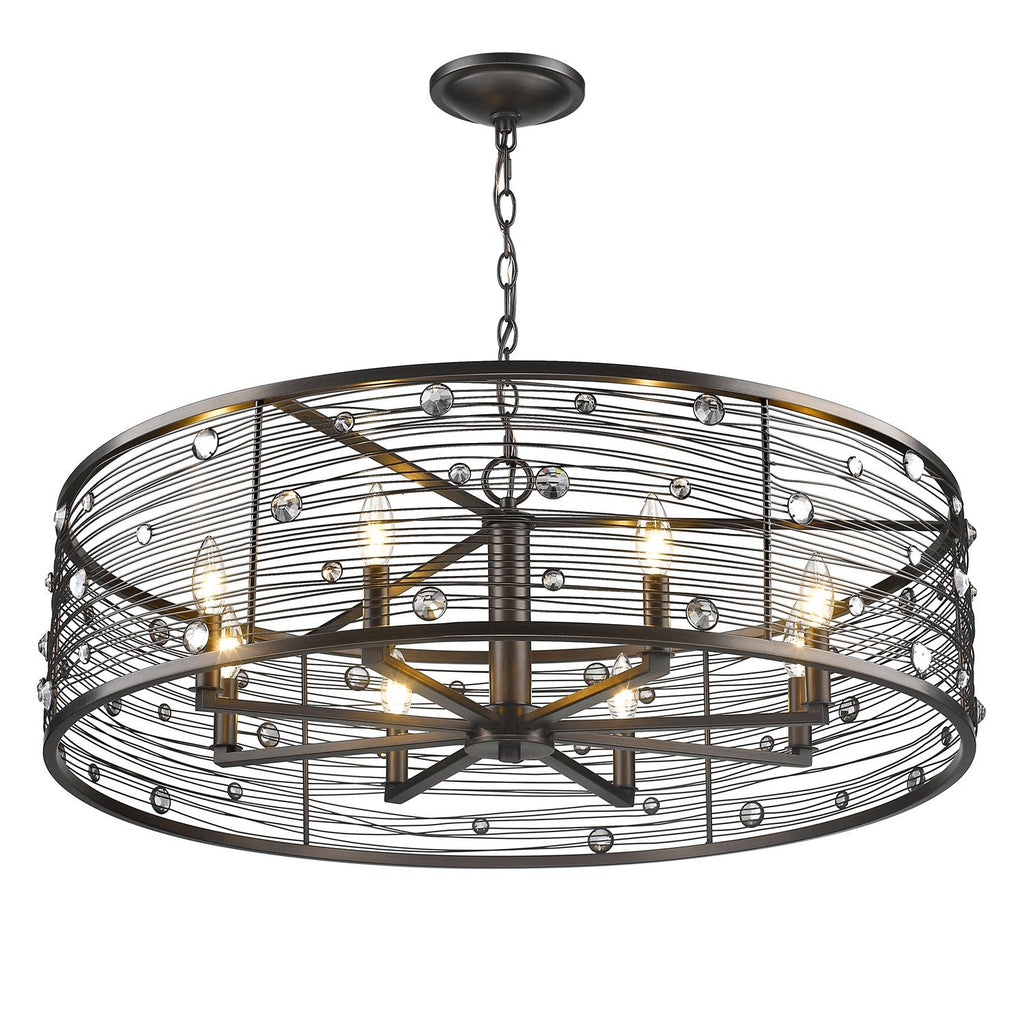 Bijoux 8 Light Chandelier in Brushed Etruscan Bronze Ceiling Golden Lighting 