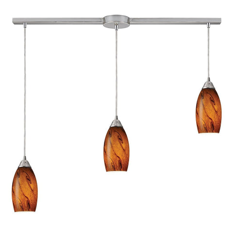 Galaxy 3 Light Pendant In Brown And Satin Nickel Ceiling Elk Lighting 