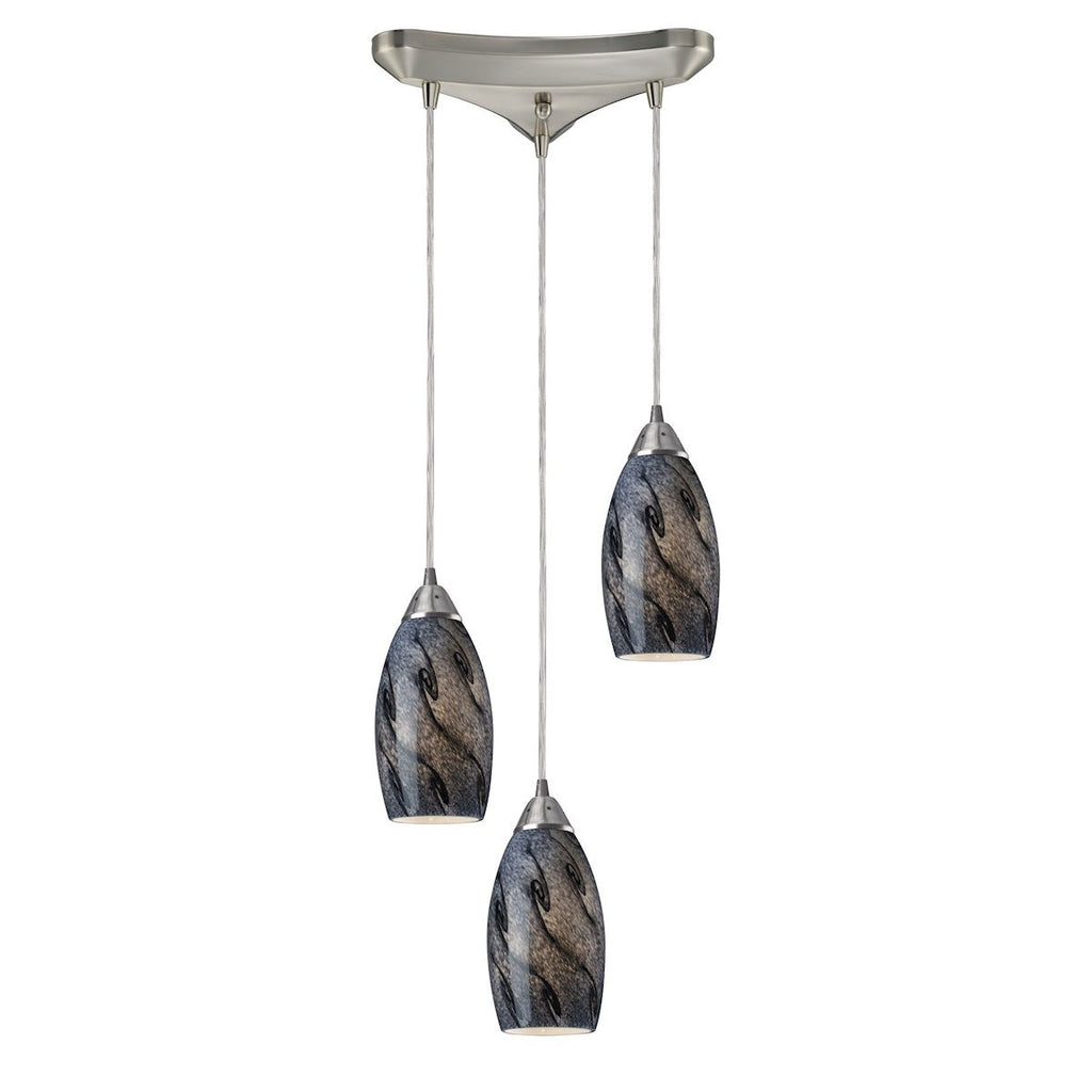 Galaxy 3 Light Pendant In Smoke And Satin Nickel Ceiling Elk Lighting 