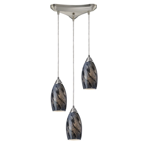 Galaxy 3 Light Pendant In Smoke And Satin Nickel Ceiling Elk Lighting 