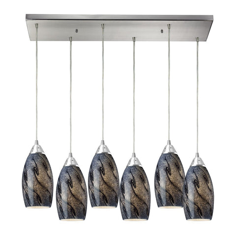 Galaxy 6 Light Pendant In Satin Nickel And Smoke Ceiling Elk Lighting 