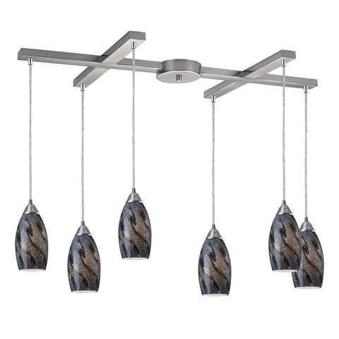 Galaxy 6 Light Pendant In Smoke And Satin Nickel Ceiling Elk Lighting 