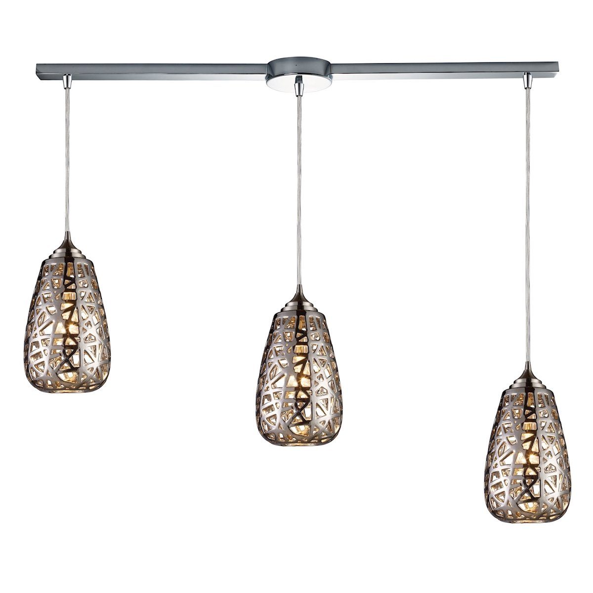 Nestor 3 Light Pendant In Polished Chrome Ceiling Elk Lighting 