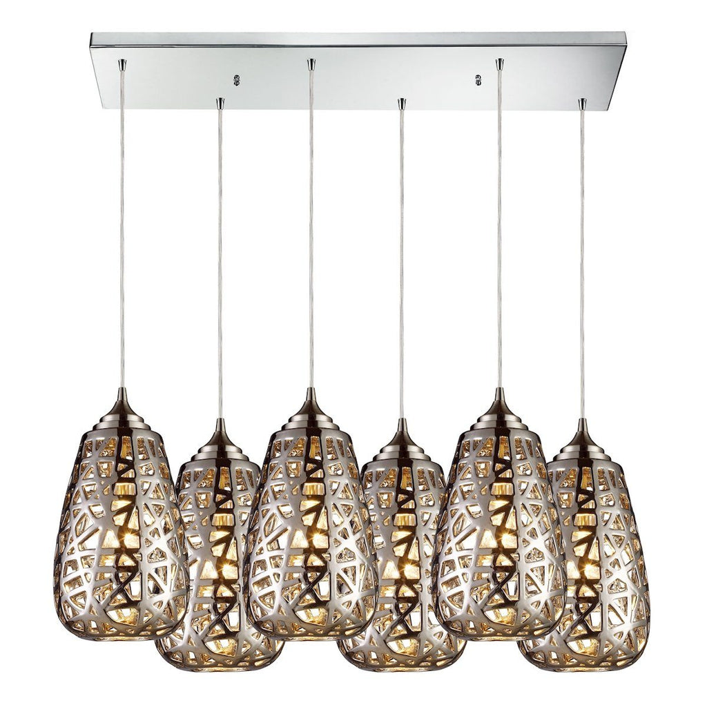 Nestor 6 Light Pendant In Polished Chrome Ceiling Elk Lighting 