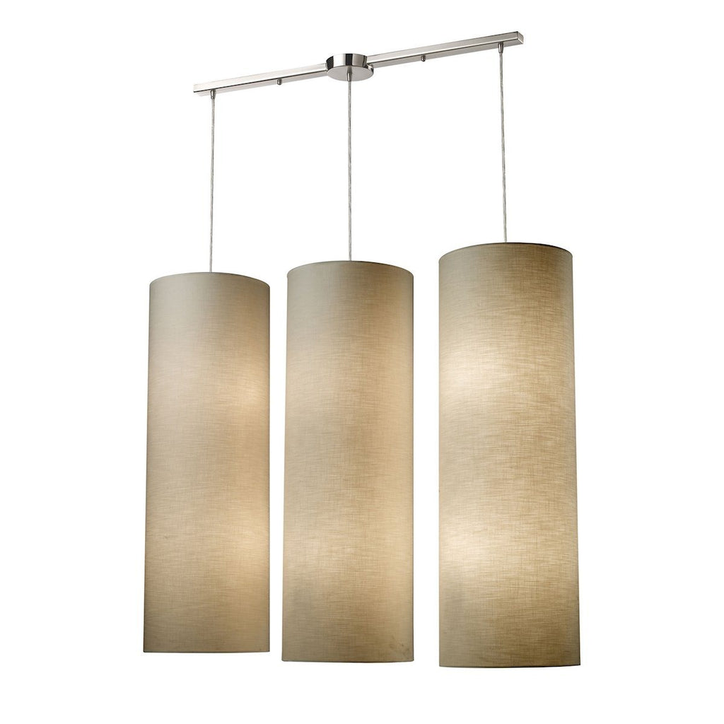 Fabric Cylinder 12 Light Pendant In Satin Nickel Ceiling Elk Lighting 