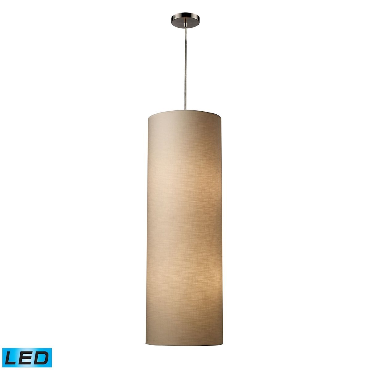 Fabric Cylinder 4 Light LED Pendant In Satin Nickel Ceiling Elk Lighting 