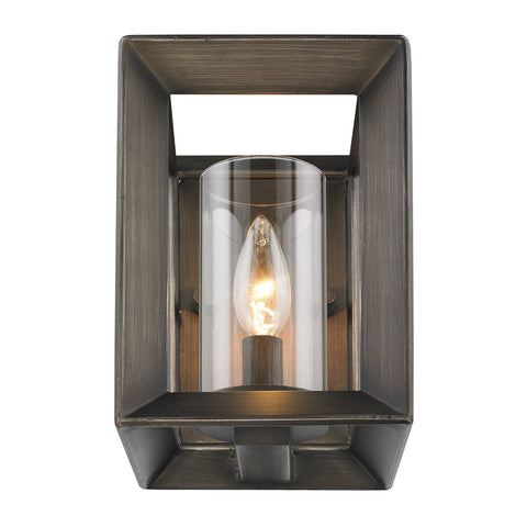 Smyth 1 Light Wall Sconce in Gunmetal Bronze with Clear Glass Wall Golden Lighting 
