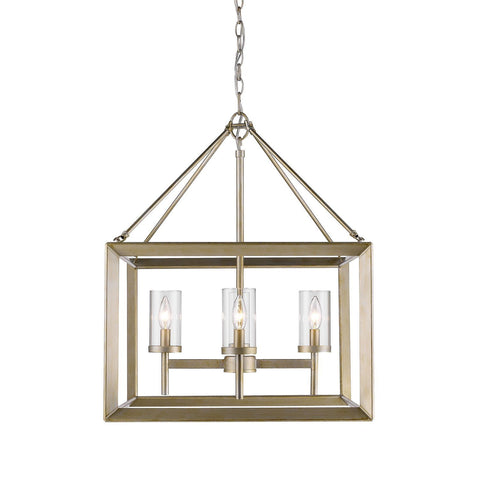 Smyth 4 Light Chandelier in White Gold with Clear Glass Ceiling Golden Lighting 